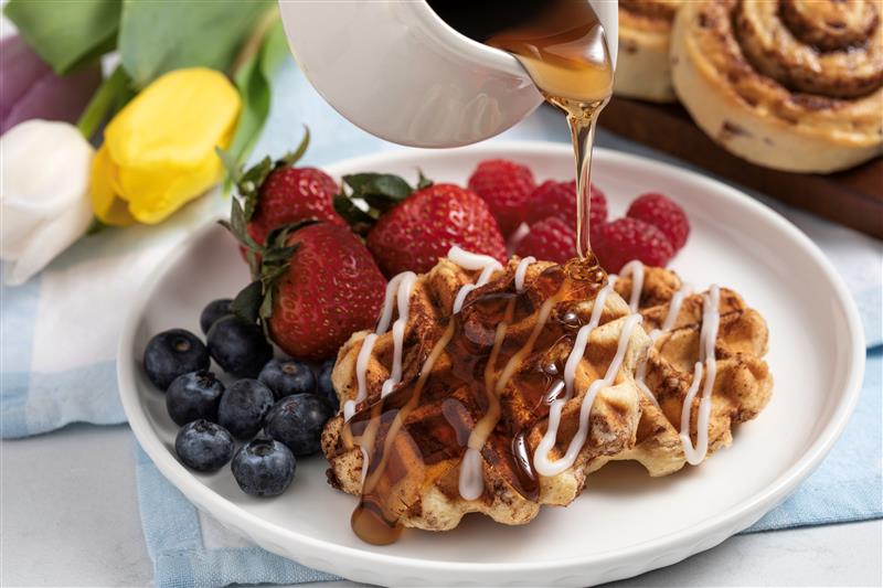 Easy Cinnamon Roll Waffles - Rosebud Foods